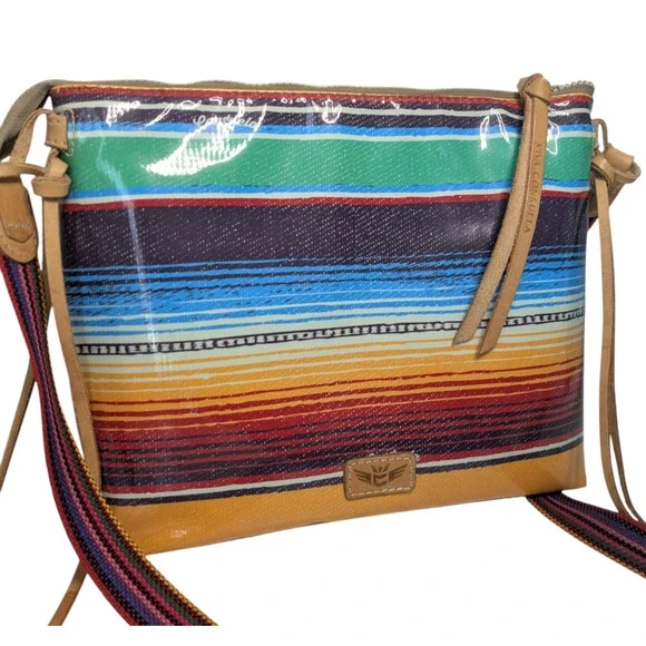 Consuela Downtown Crossbody Bag in Deanna Canvas Stripe Multicolor Yellow Blue - Picture 3 of 16